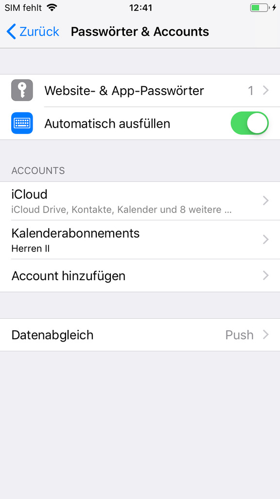 Password and Accounts iPhone Password and Accounts iPhone